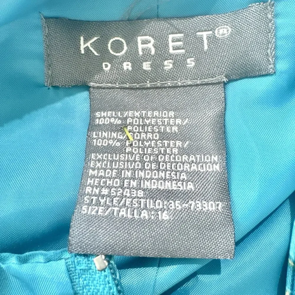 Koret Dress Turquoise Floral Maxi Dress Jacket Set Embroidered 2 Piece Womens 16